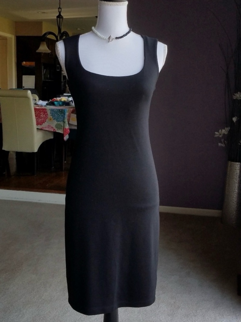 European Fashion Black Sleeveless Midi Fitted Tank Dress from Greece